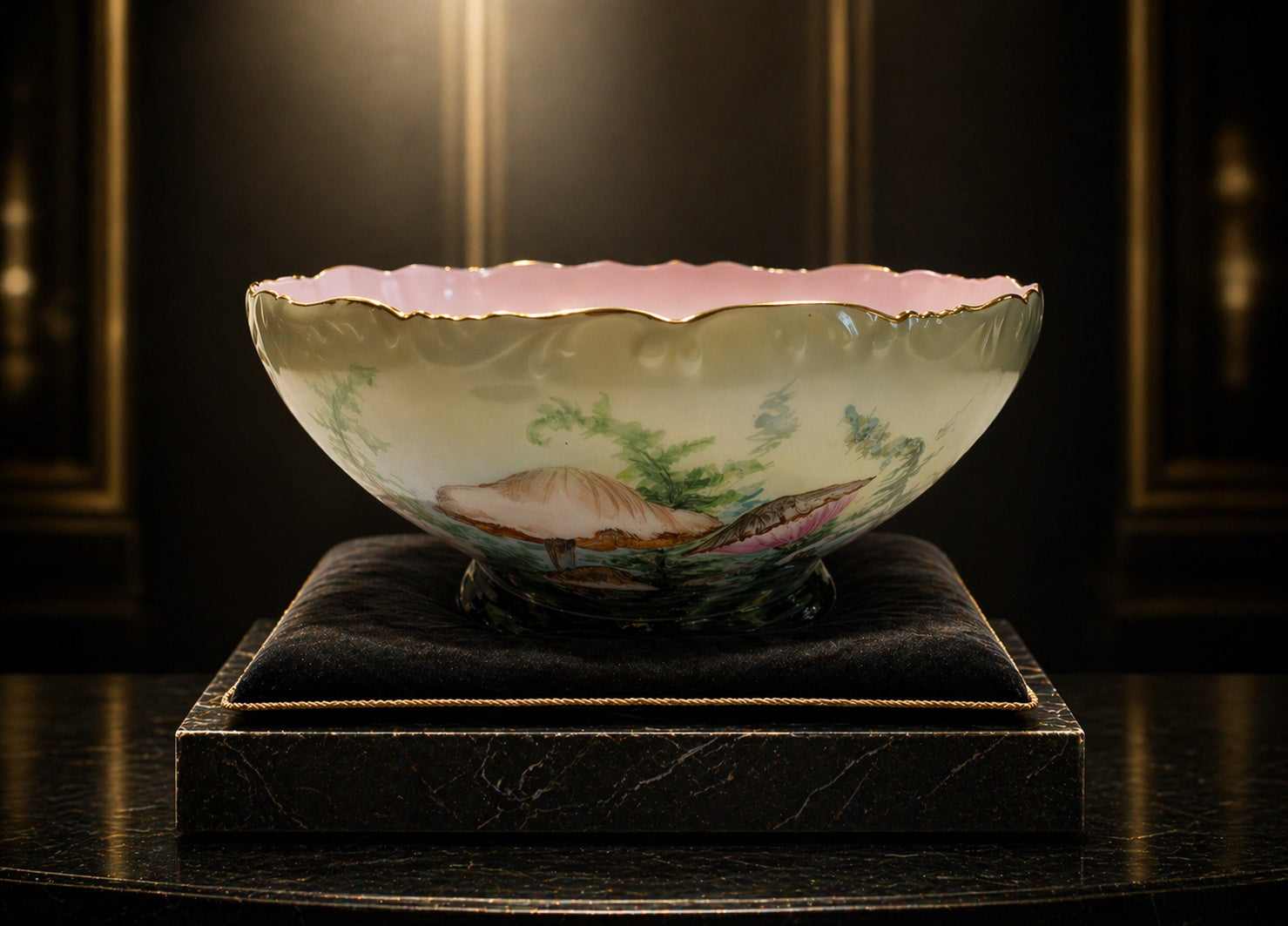 T & V Antique French Art Nouveau Limoges Centerpiece Bowl