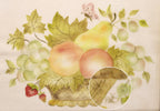 Antique Victorian Fruit Basket Theorem on Velvet signed closeup