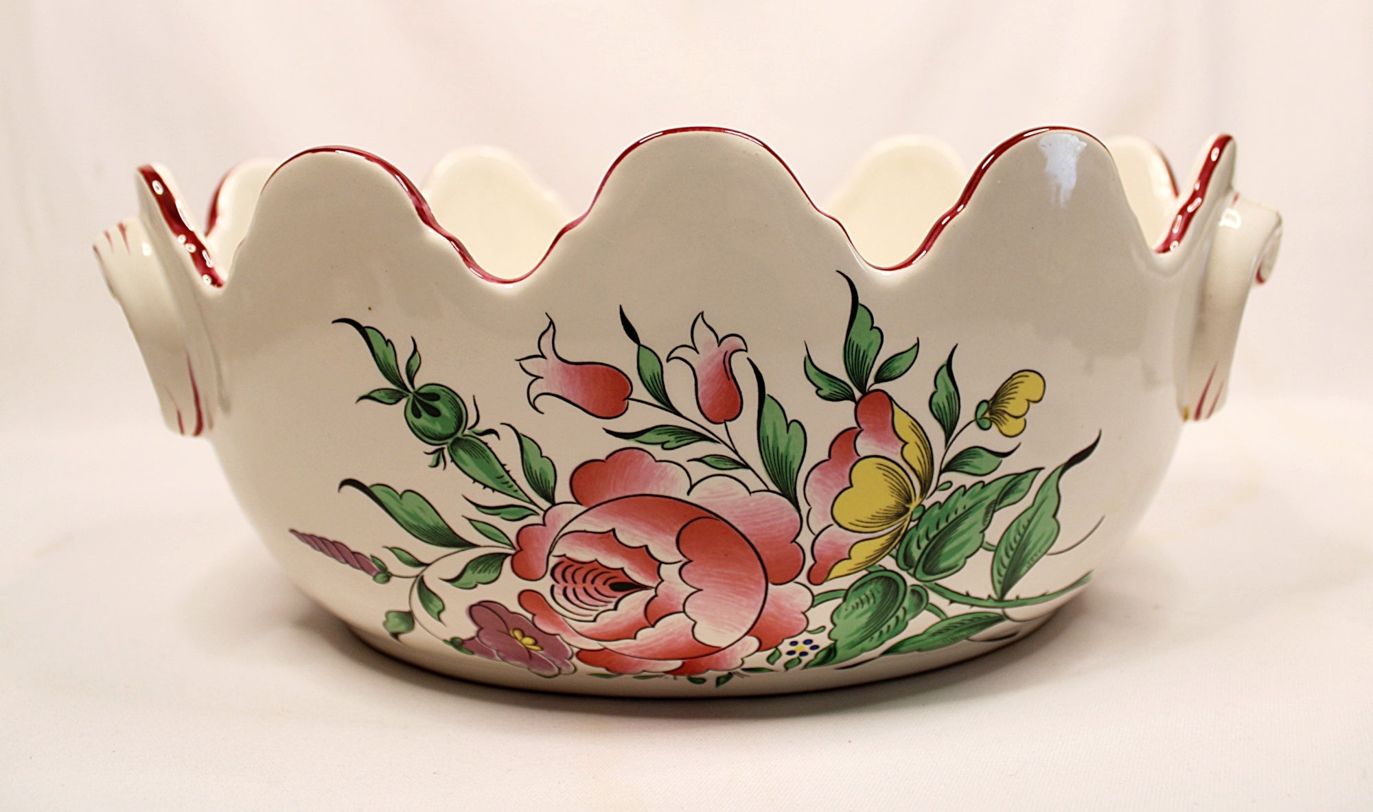 1892 French Faience Jardiniere K and G Luneville Old Strasbourg Pattern Rare