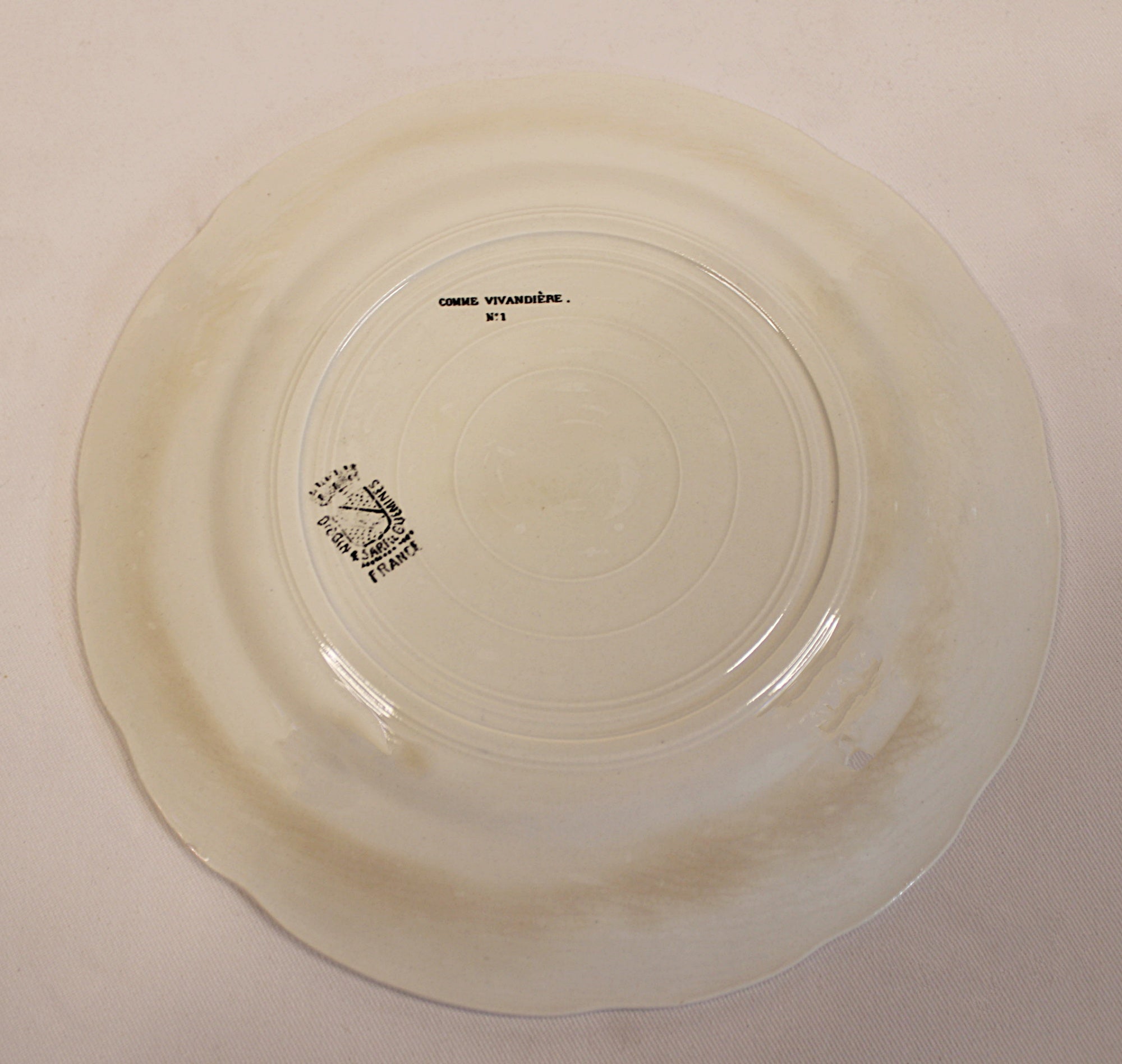 French  Antique Faience Conversation Plates  Set of Three