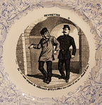 French  Antique Faience Conversation Plates  Set of Three