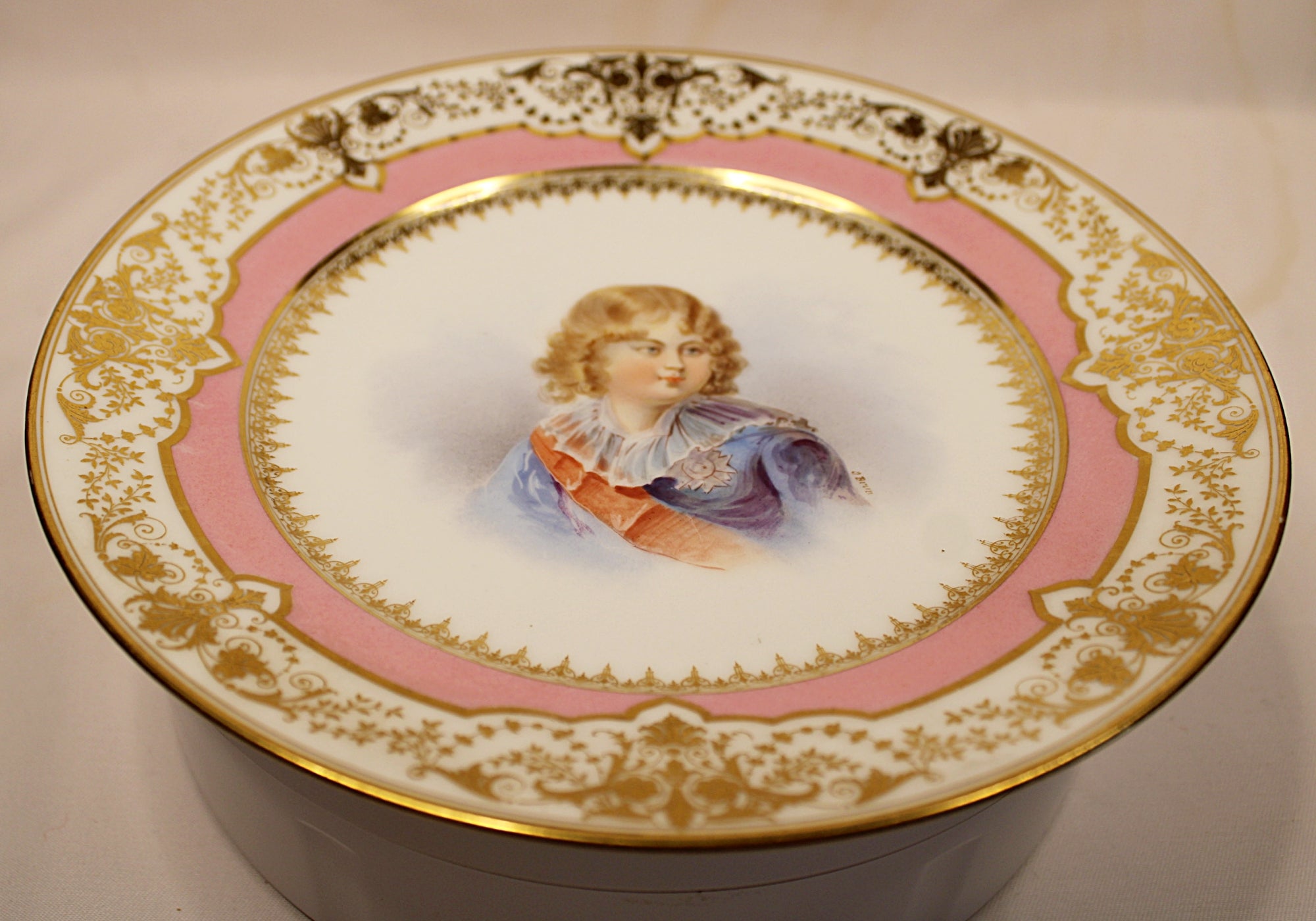 Antique IMPERIAL SEVRES Cabinet Plate with Portrait of Young Napoleon II Flat-view