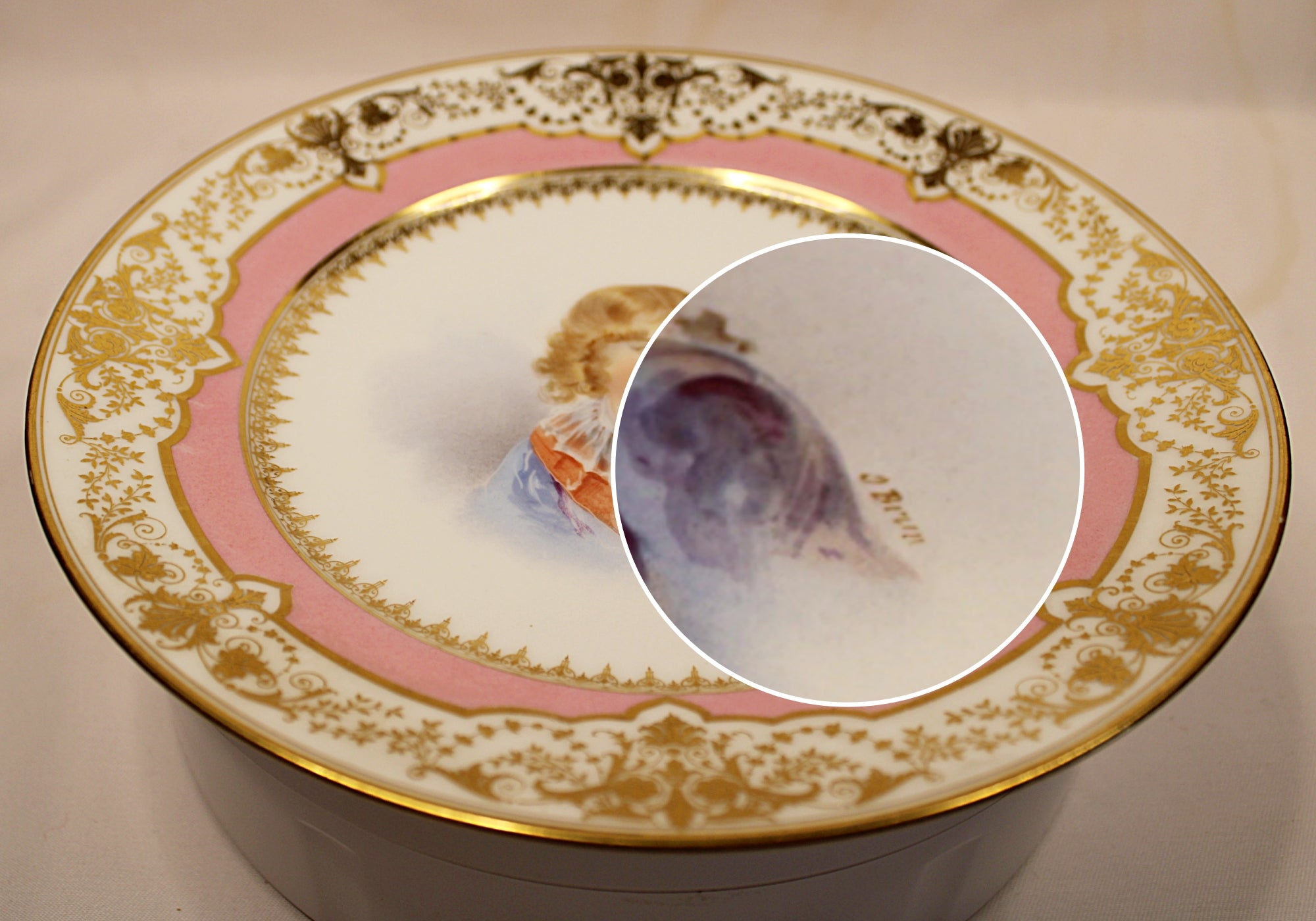 Antique IMPERIAL SEVRES Cabinet Plate with Portrait of Young Napoleon II Signe by artist