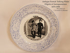French  Antique Faience Conversation Plates  Set of Three