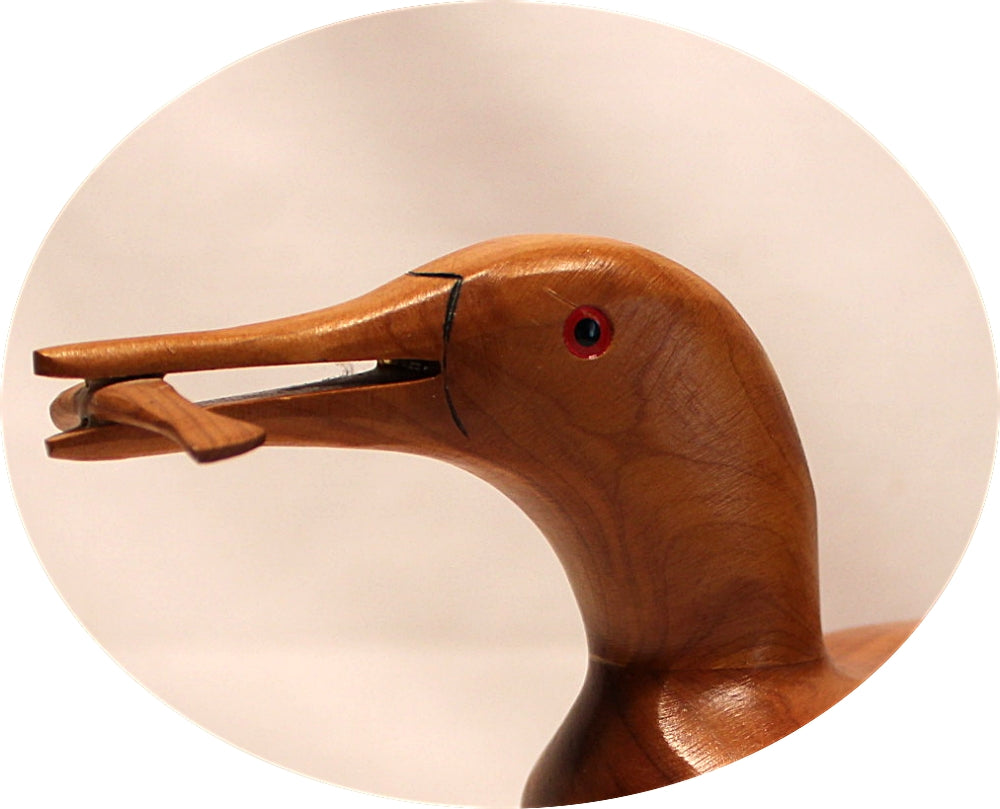 Carved Wooden Loon Decoy with Fish in Mouth