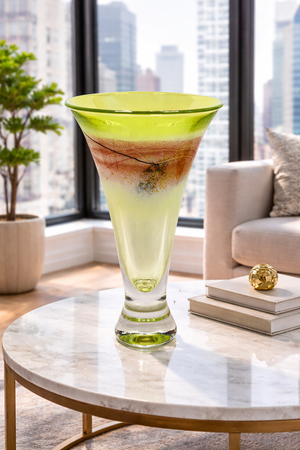 Chartreuse Art Glass Vase by Earl O. James