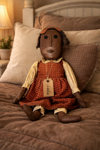 Handmade Girl Folk Art Doll Fabric and Oilcloth