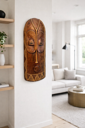 African Carved Wood Wall Mask