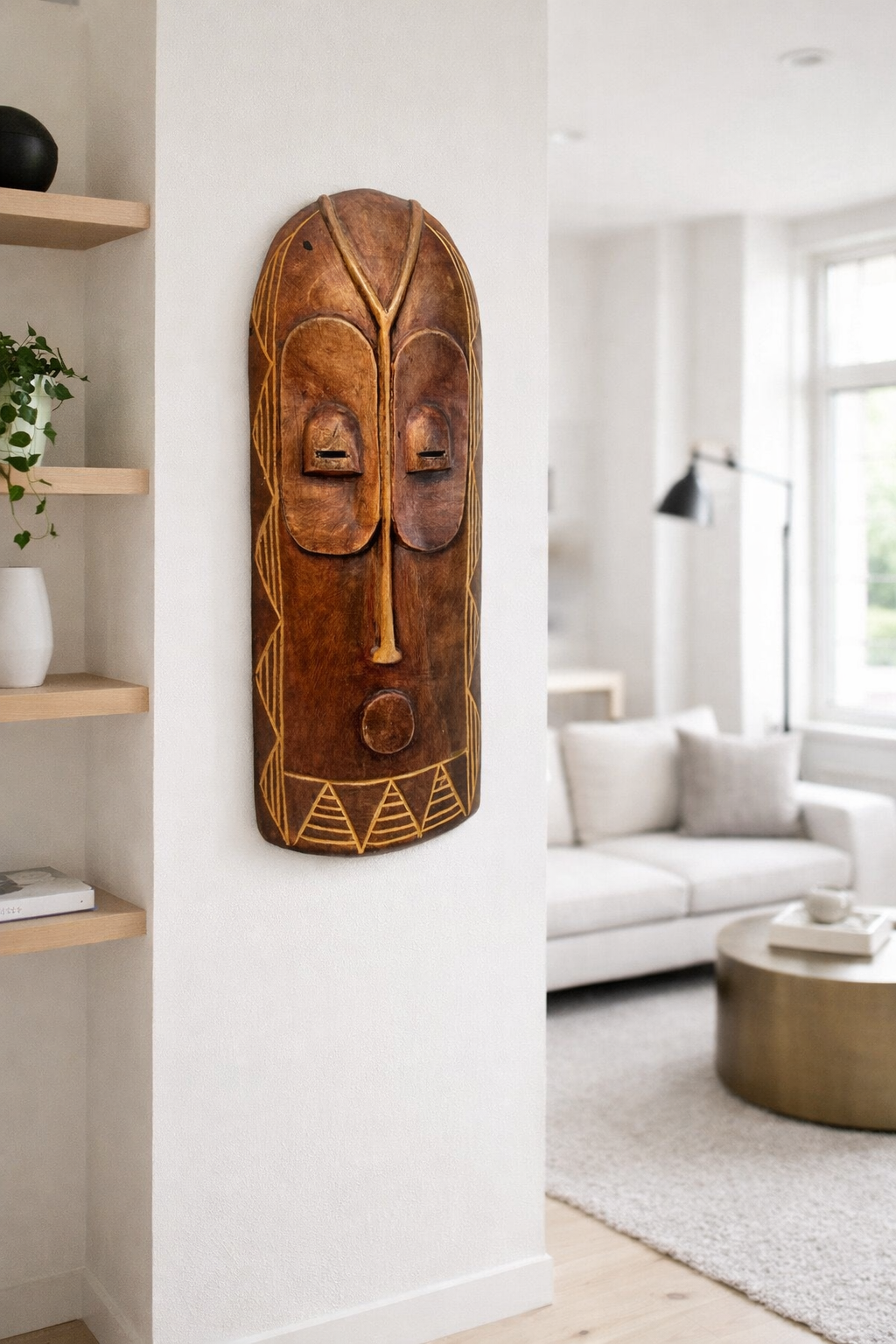 African Carved Wood Wall Mask