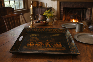 DeWitt Clinton  Albany to Schenectady Steam Train Tole Painted Tray