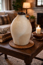 Studio Stoneware Pottery Jug by Ernest Gentry on table in livingroom