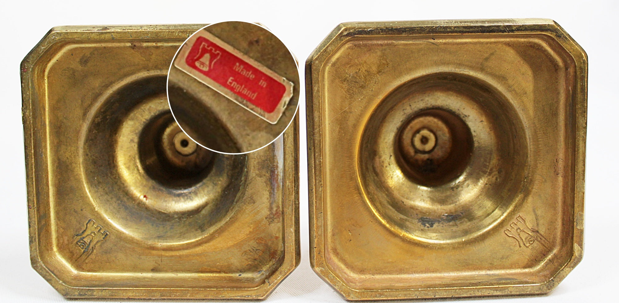 Beehive 1930s English Solid Brass Candlesticks