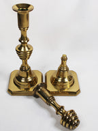 Beehive 1930s English Solid Brass Candlesticks