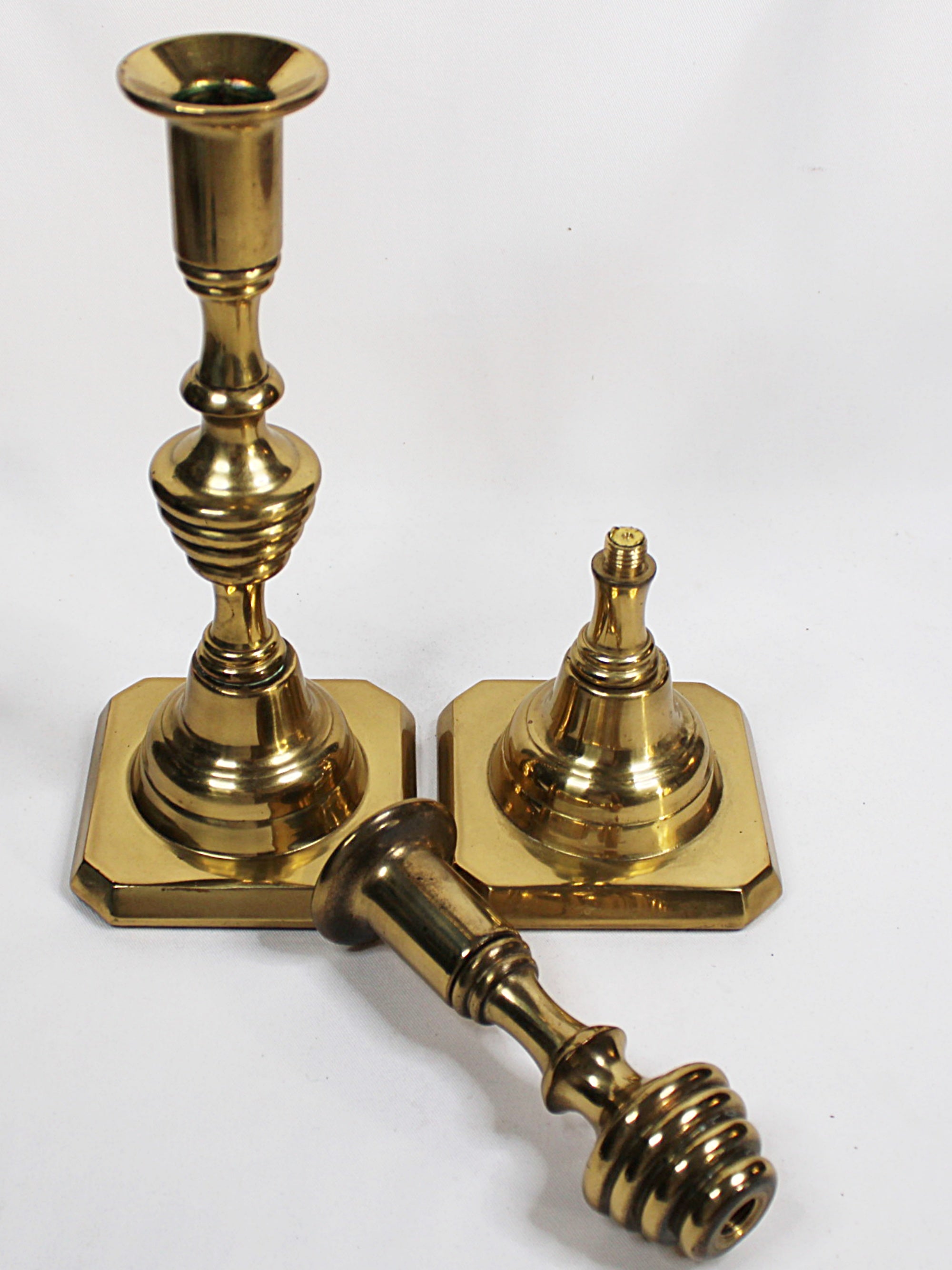 Beehive 1930s English Solid Brass Candlesticks