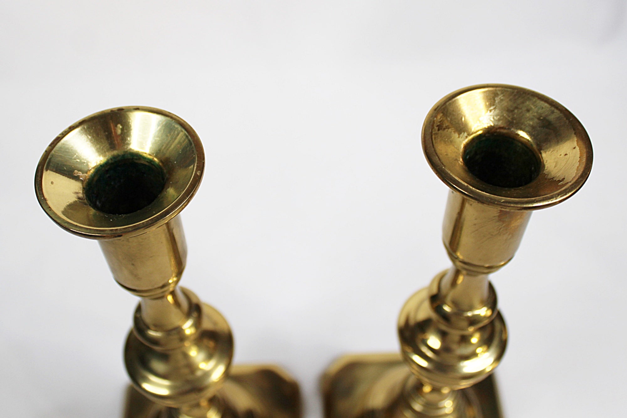Beehive 1930s English Solid Brass Candlesticks