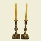 Beehive 1930s English Solid Brass Candlesticks