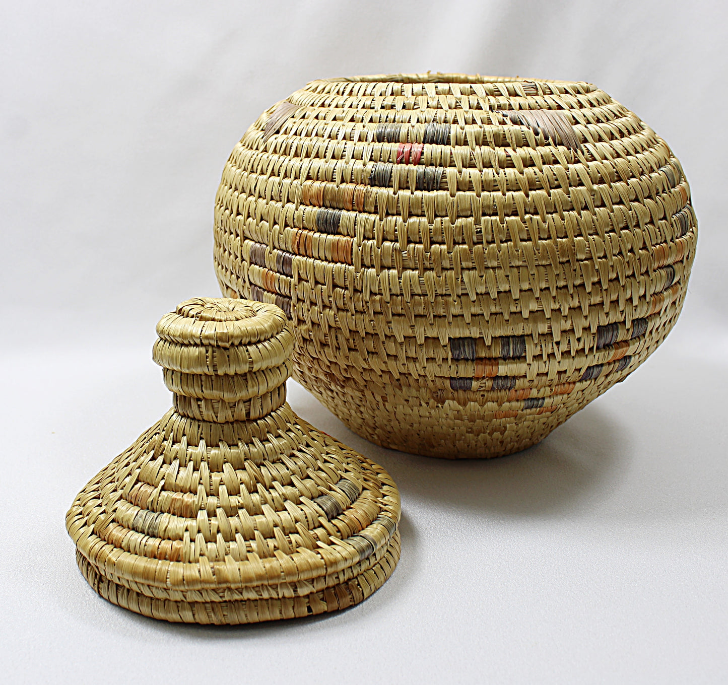 Vintage Native ALASKA YUP'IK Basket Hand Coiled by Agnes Tommy