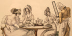 LE BON GENRE: Four 1800s French Etchings Hand Colored Framed Cuisine Themed