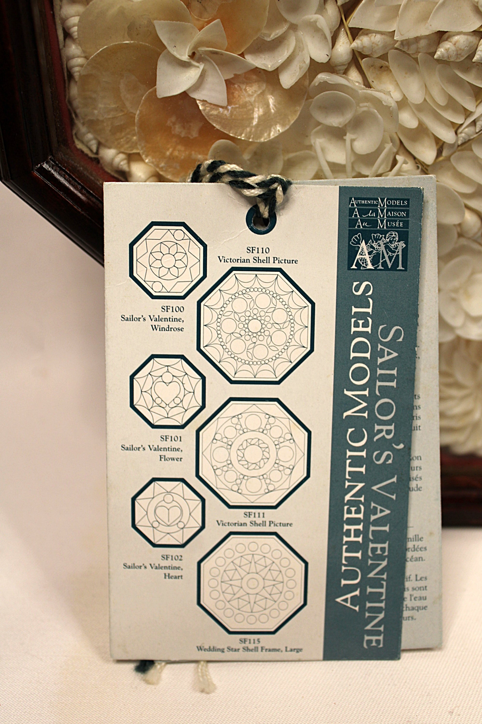Sailor's Valentine shell pattern book with decorative shell background