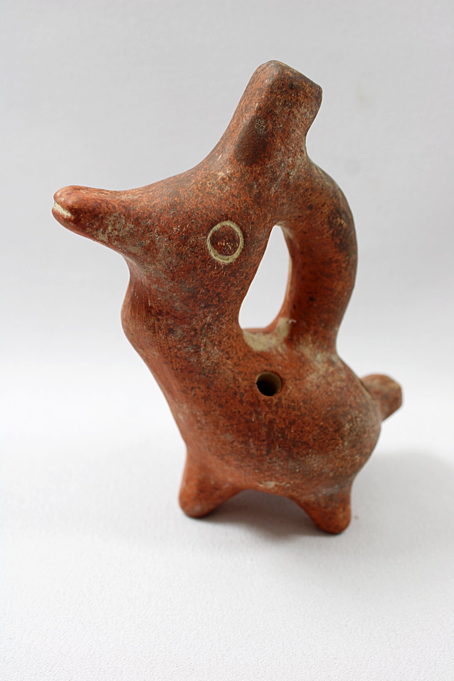 Vintage Pair of CLAY OCARINAS Pre-Columbian Style Bird and Armadillo