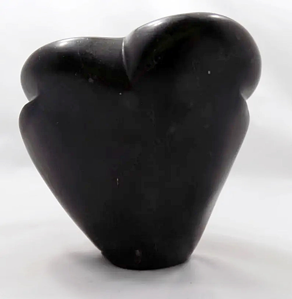 African Shona Owl Sculpture Art Black Serpentine Stone