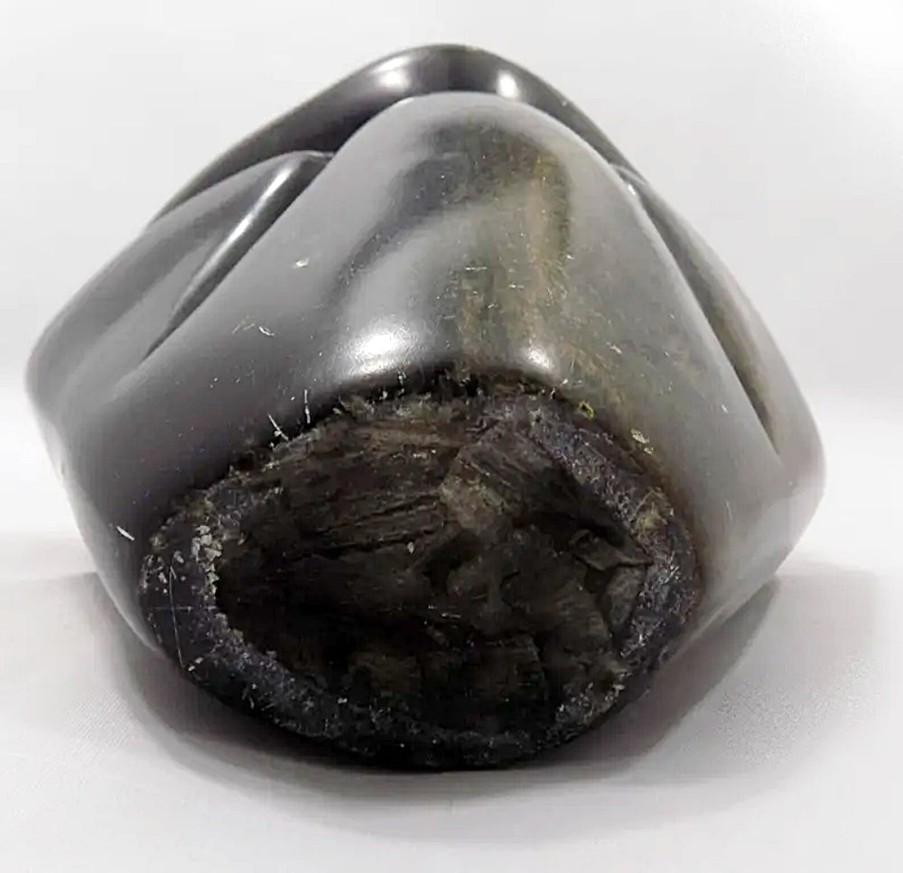 African Shona Owl Sculpture Art Black Serpentine Stone