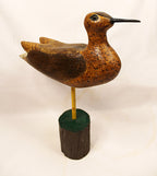 Shorebird Carving on Stand Folk Art Greater Yellow Legs 1993 Signed looking right front