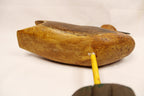 Shorebird Carving on Stand Folk Art Greater Yellow Legs 1993 Signed- bottom view of shore bird