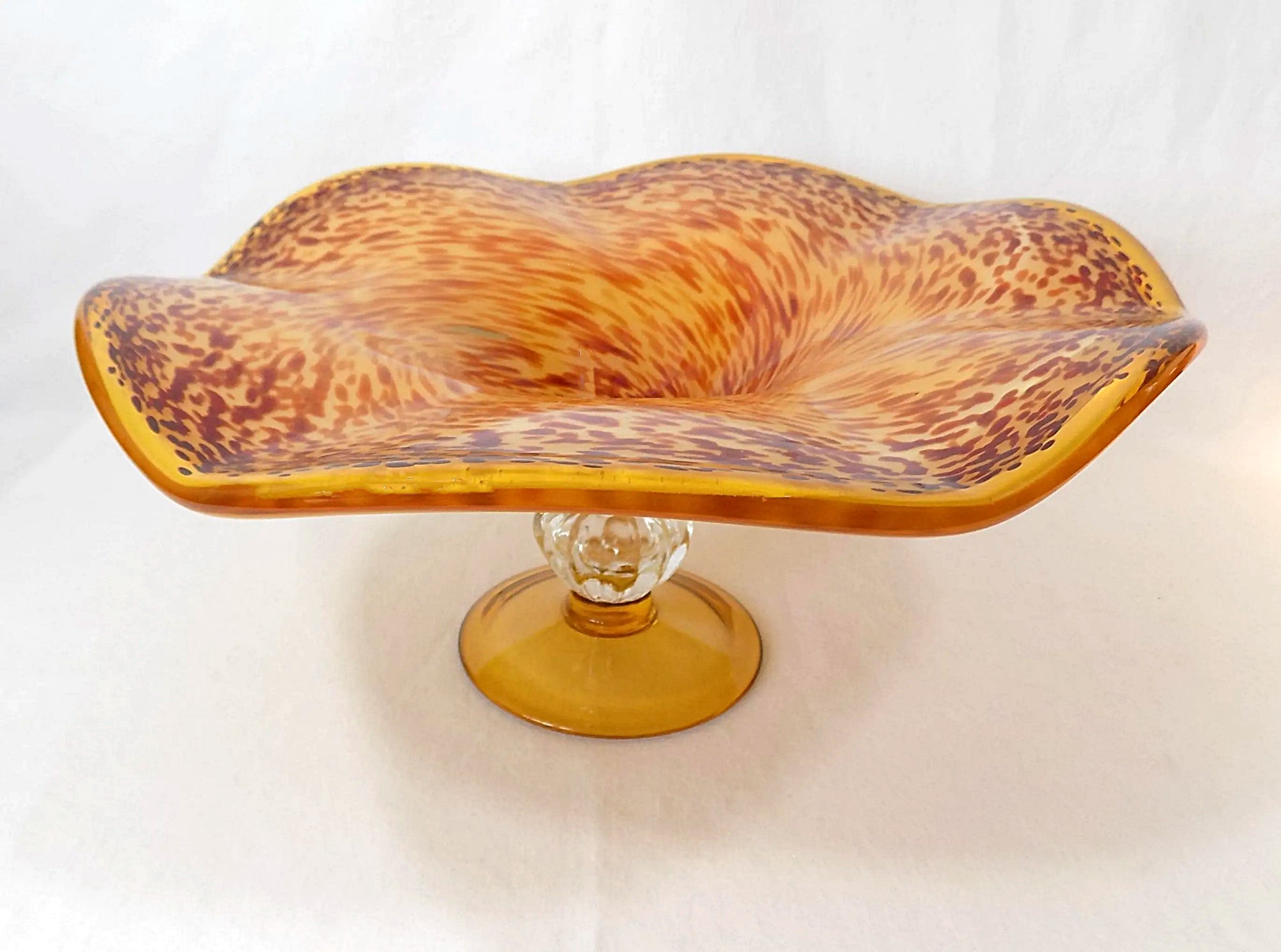 Murano Glass Hand Blown Pedestal Bowl
